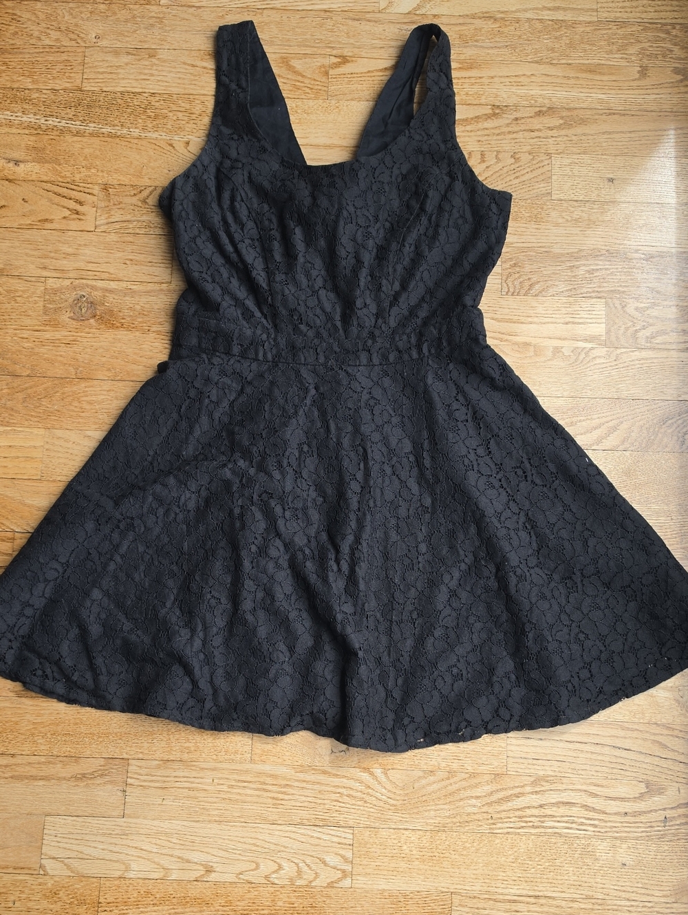 (M) Aeropostale Black Lace Mini Dress Skater Flirty Floral Feminine Summer Short